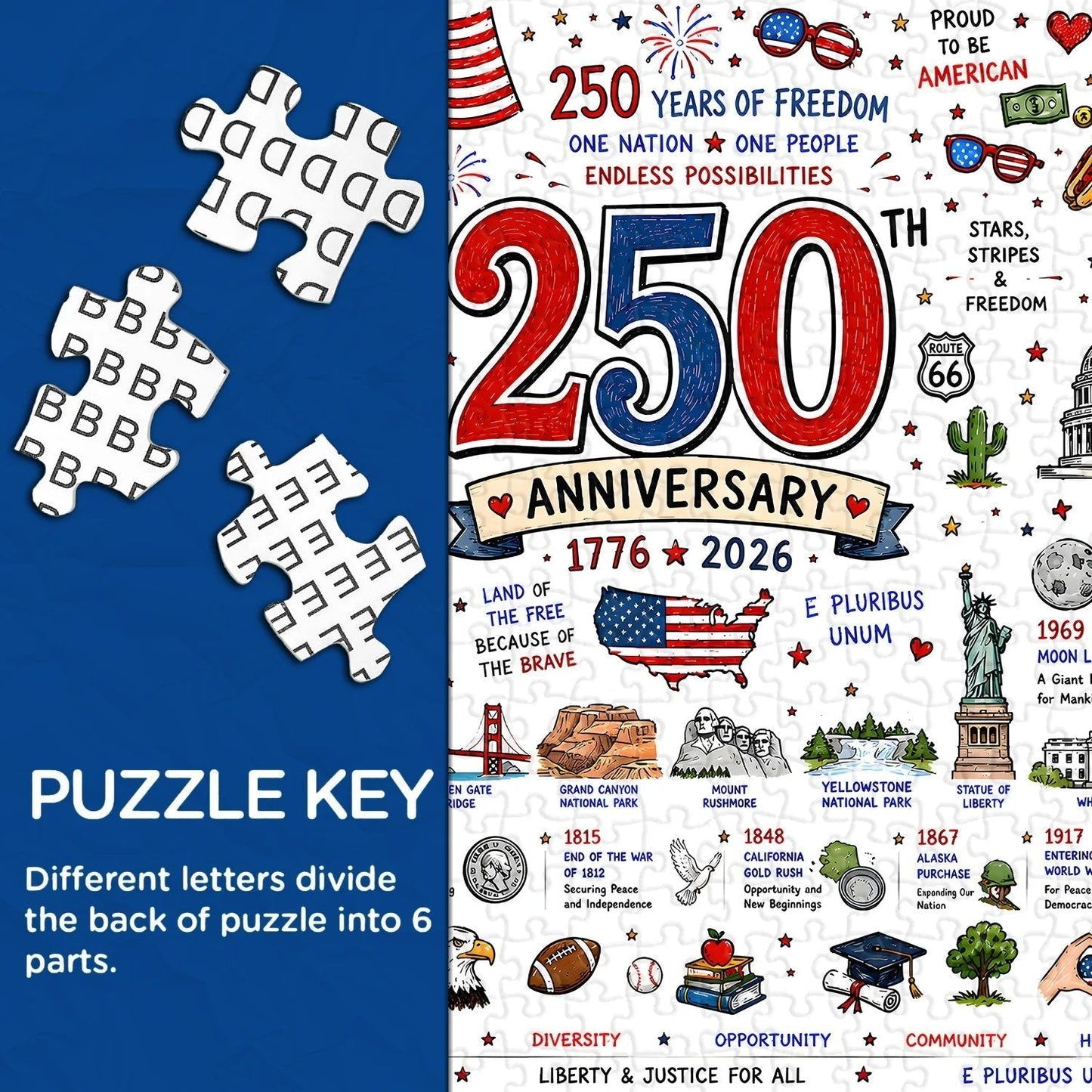 🧩 Patriotic America Jigsaw Puzzle 1000 Pieces🎁Buy 2 Free Shipping