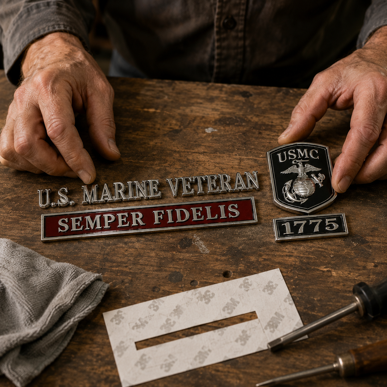 🇺🇸 U.S. Marines Veteran Semper Fidelis Car Emblem Metal Badge