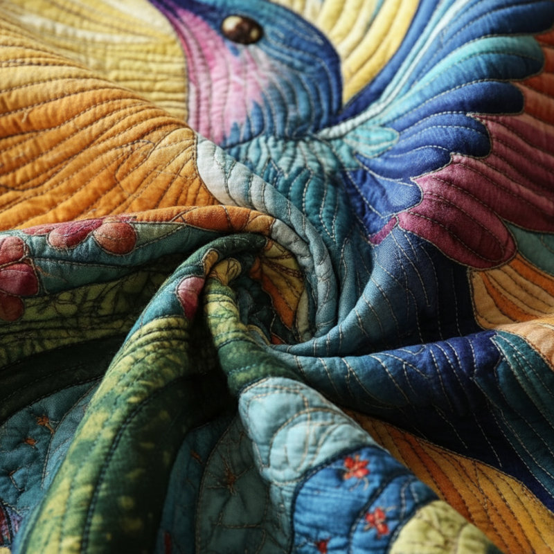 SerenityNest – Luxury Floral Hummingbird Quilt Set
