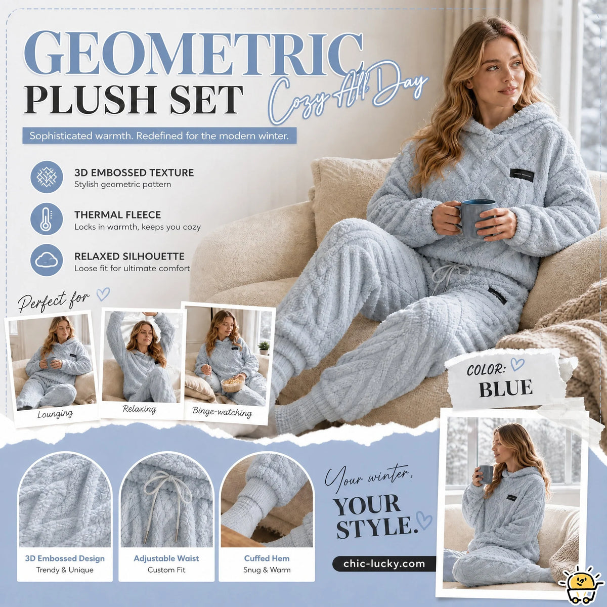 WinterLoom – 3D Geometric Plush Comfort Set
