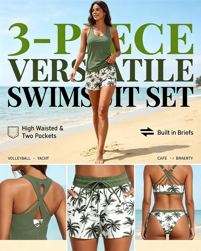 AquaFlex – 3-Piece Tummy Control Tankini Set