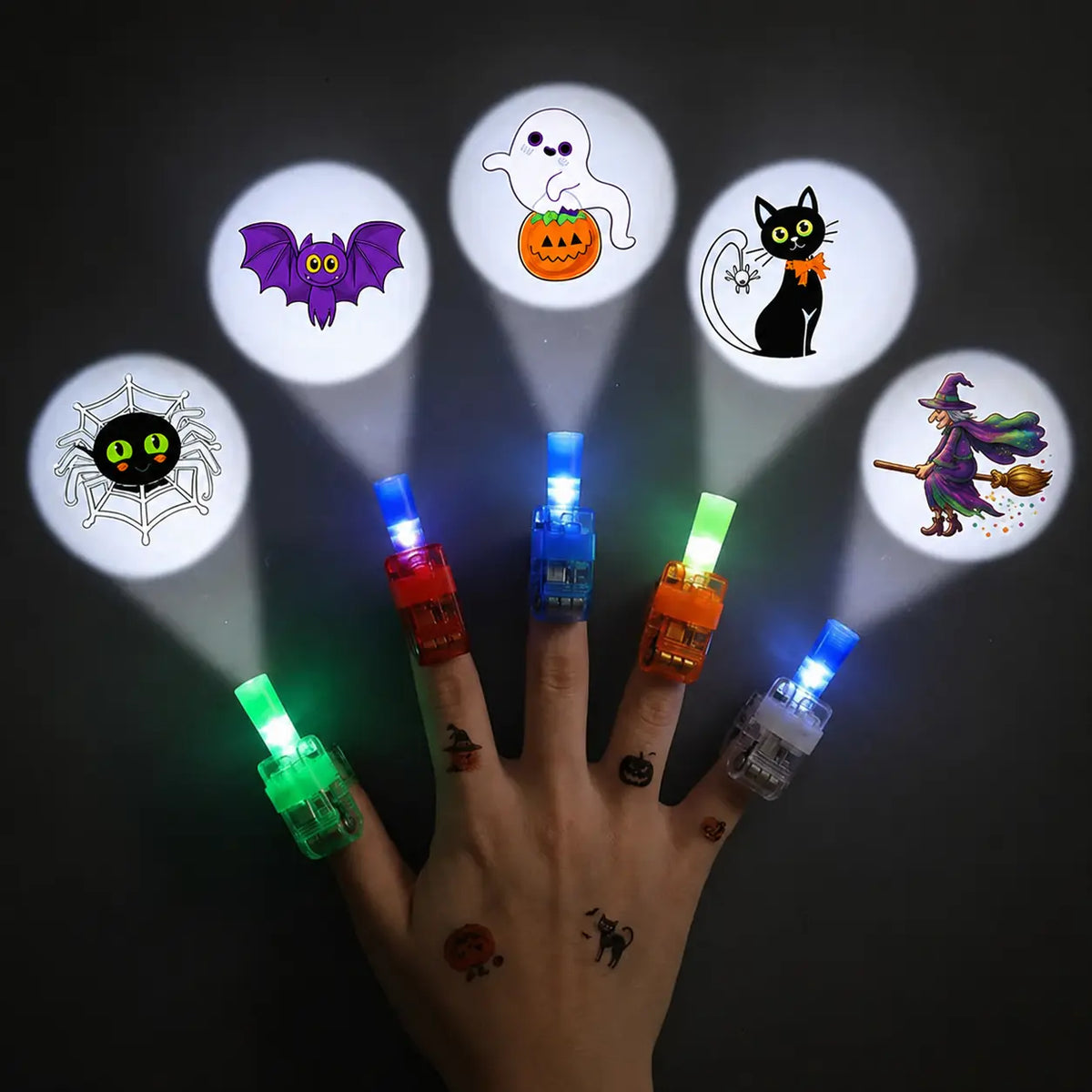 SpookLuxe – Halloween LED Finger Projector Rings