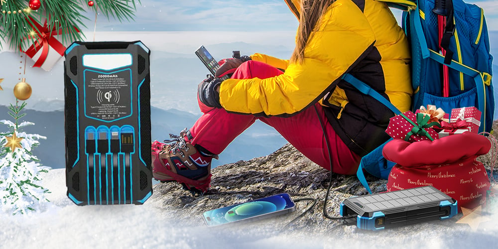 Solar Foldable Power Bank in use