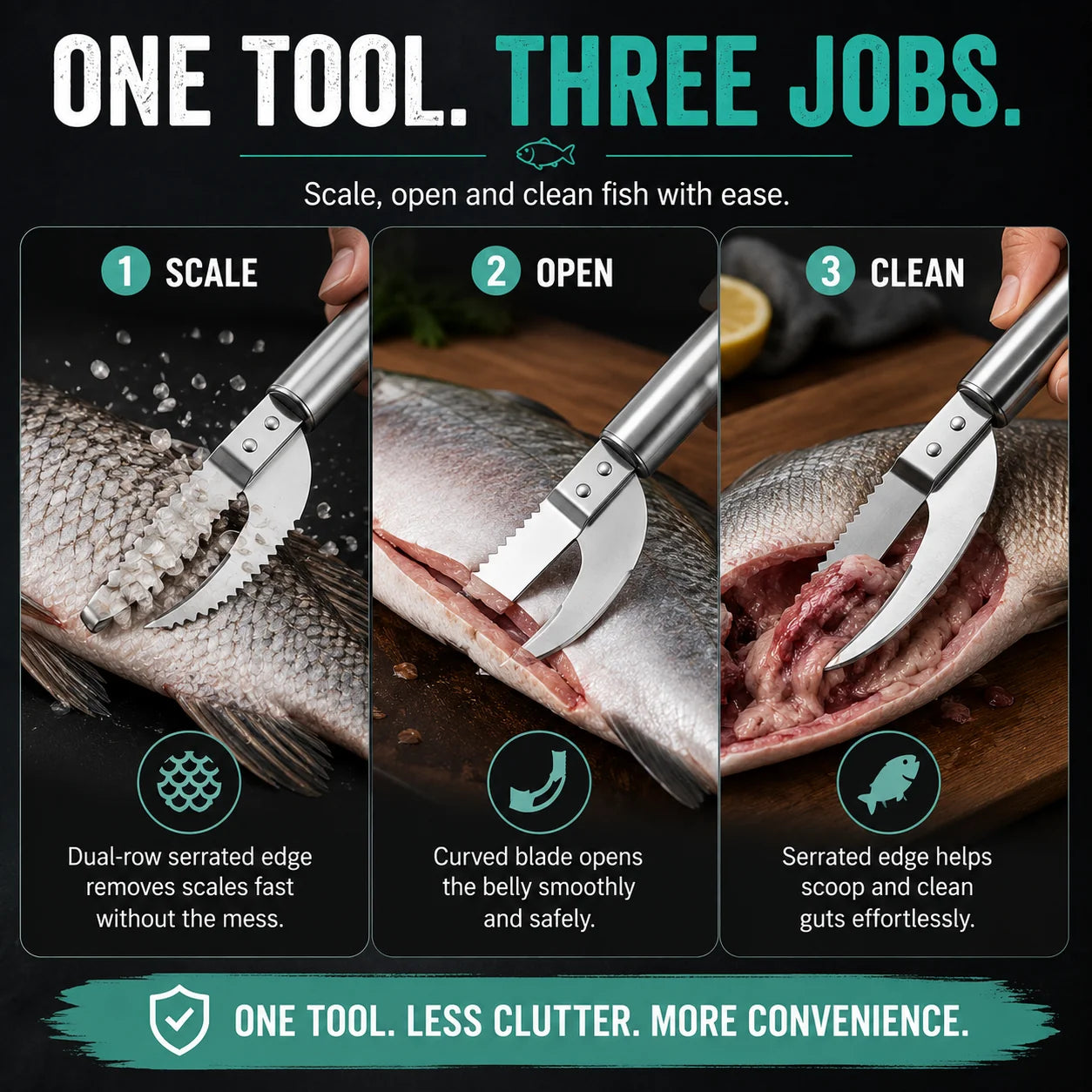 FishMate – Multi Function Fish Scaling & Gutting Tool