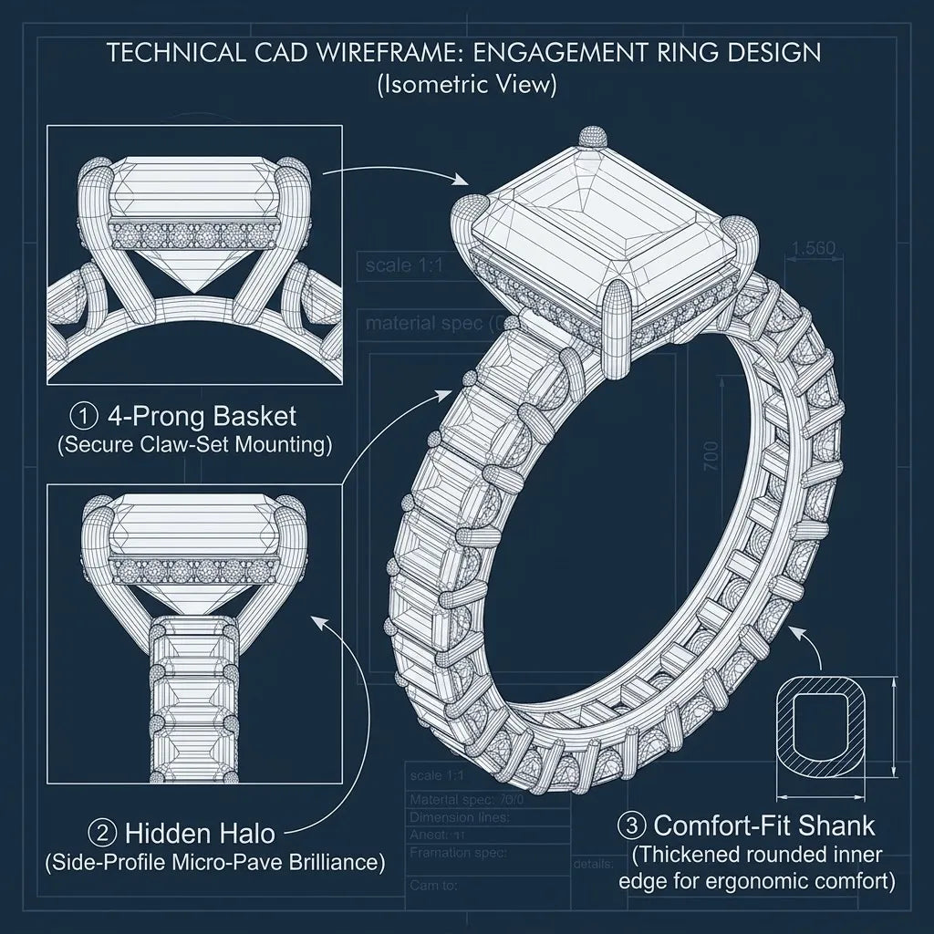 Lumière – Classic Emerald Cut Luxury Diamond Ring