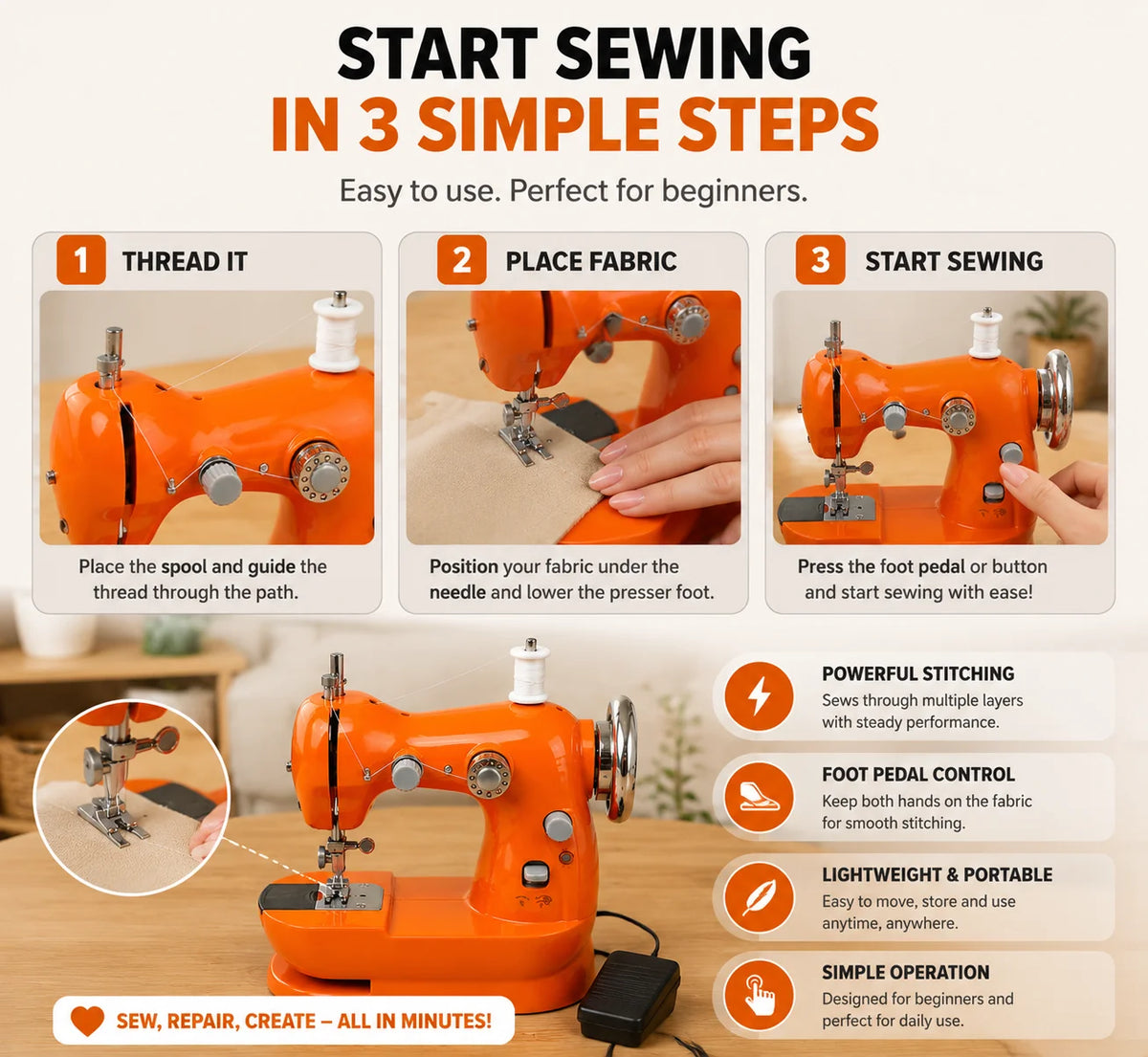 SewLuma – Mini Electric Sewing Machine