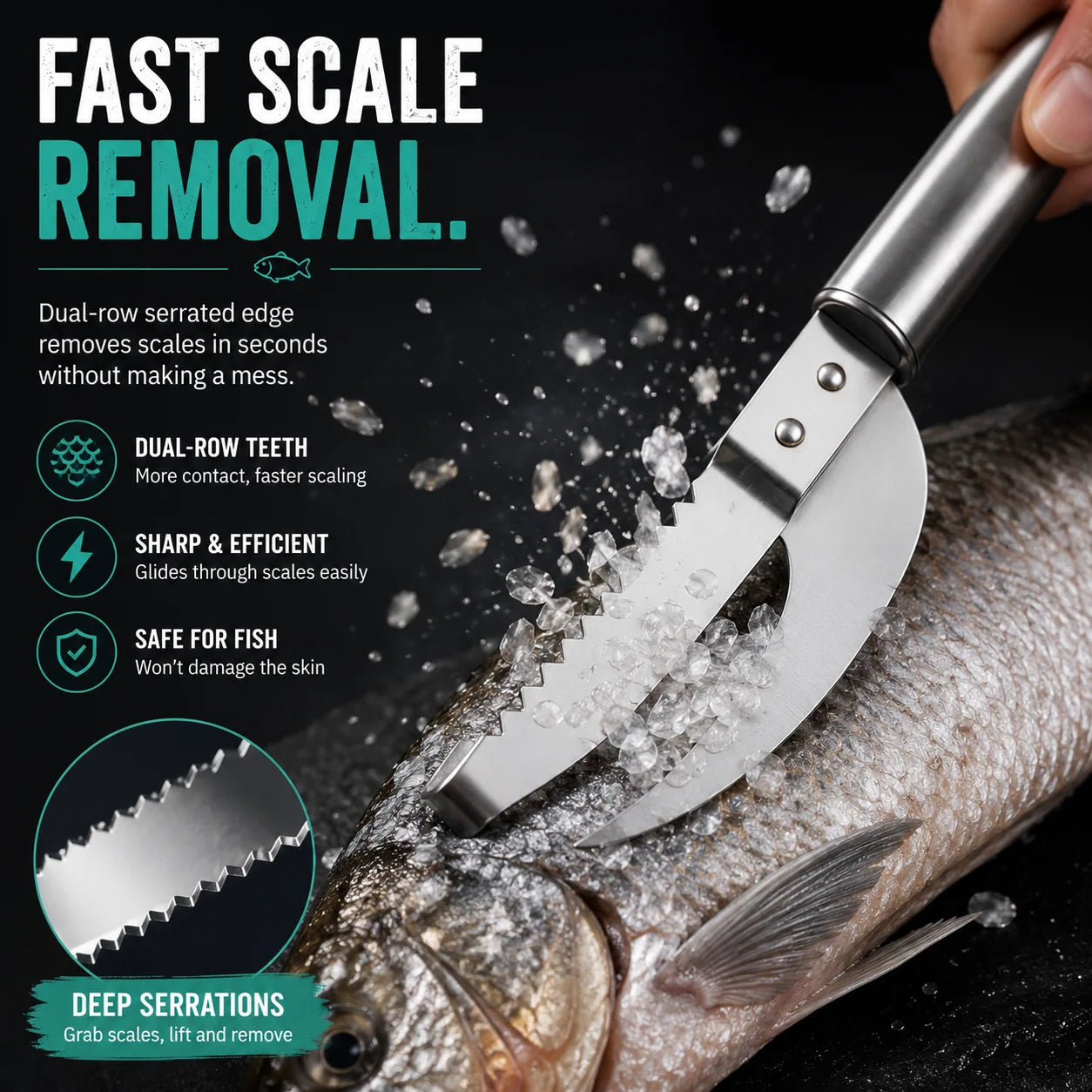 FishMate – Multi Function Fish Scaling & Gutting Tool