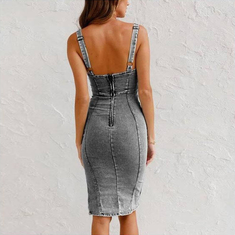 ChicCurve – Elegant Slim Fit Denim Dress