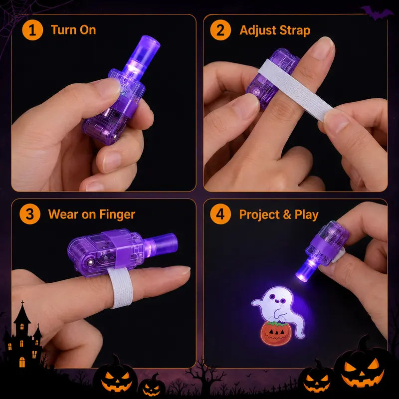 SpookLuxe – Halloween LED Finger Projector Rings