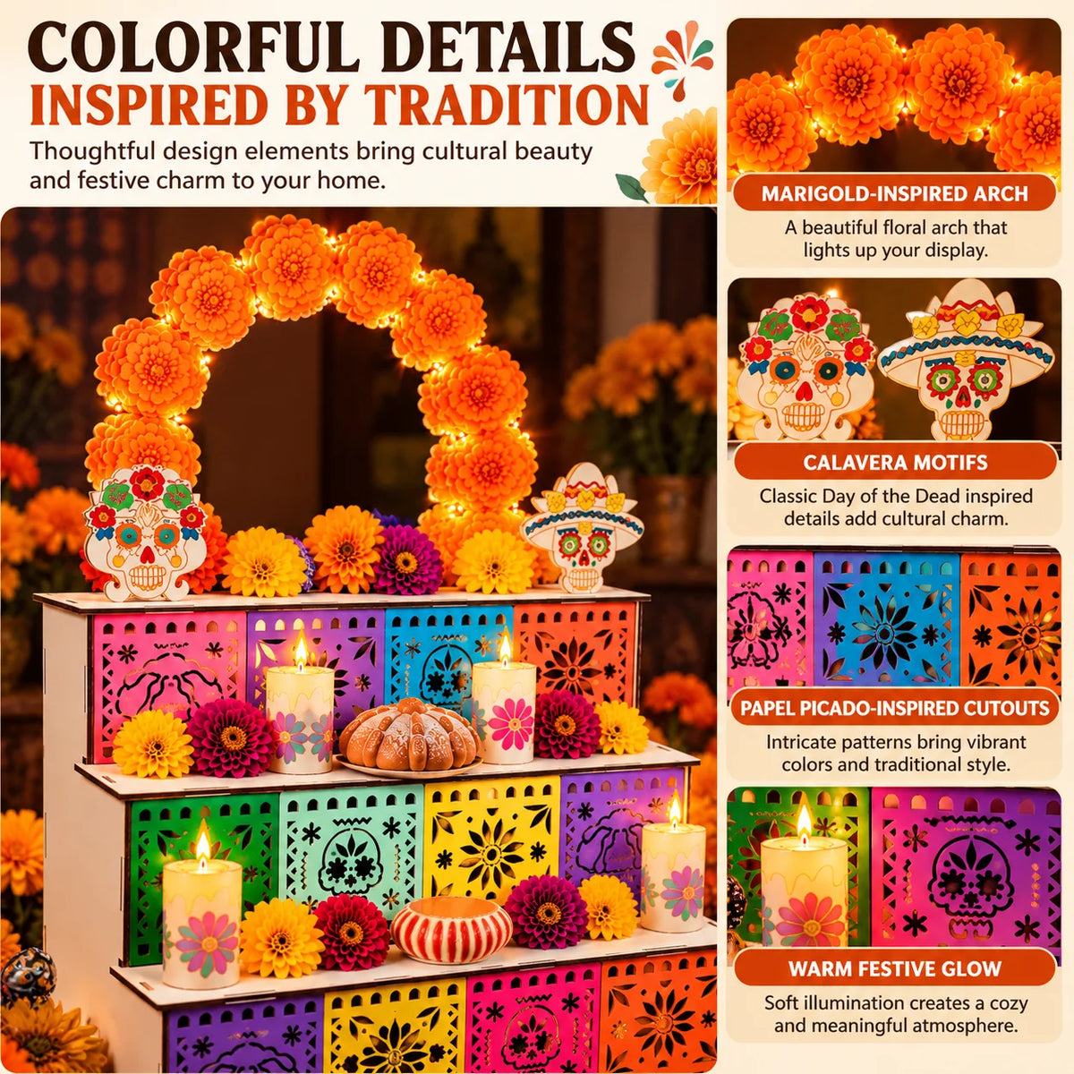 MemoraViva – 3-Tier Day of the Dead Remembrance Altar