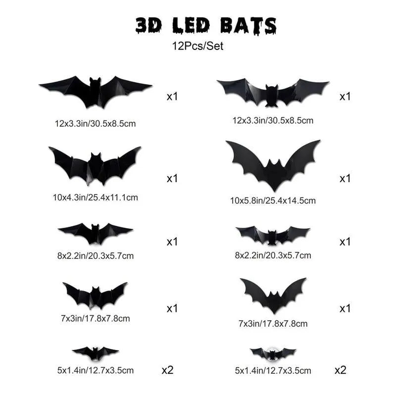 BatBlaze – Colorful 3D LED Bat Decor Set