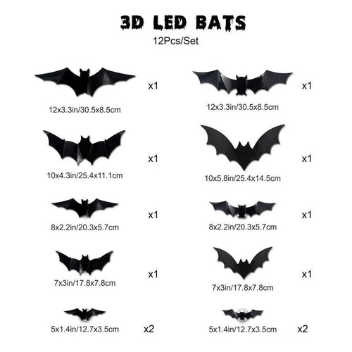 BatBlaze – Colorful 3D LED Bat Decor Set
