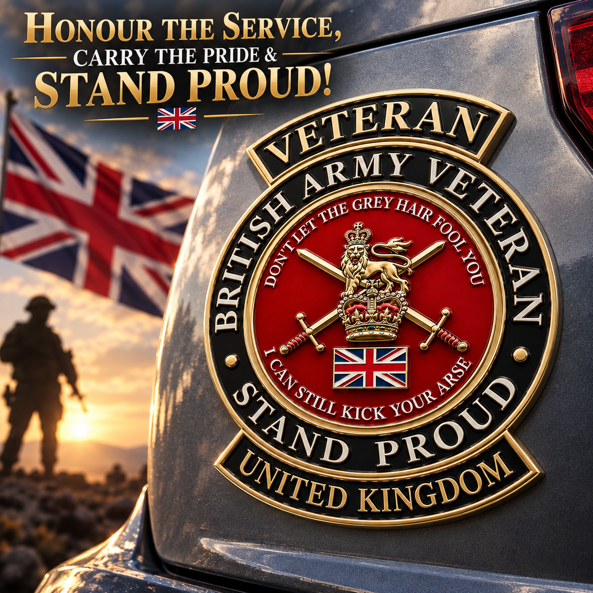 VeteranCrest – British Army “Stand Proud” Tribute Metal Car Emblem