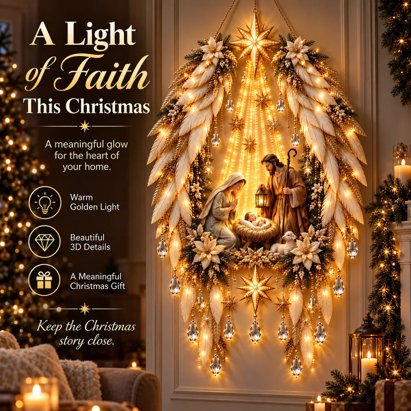 SacredRadiance – Holy Family Lighted Wall Décor