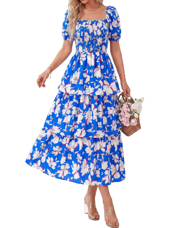 BloomBelle – Vintage Floral Smocked Dress