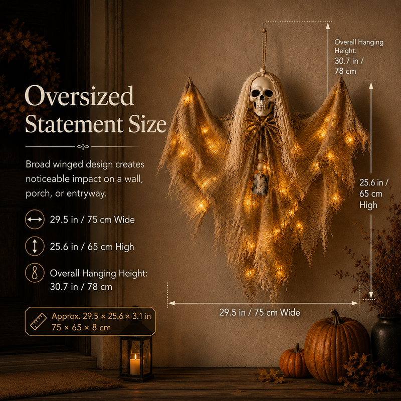 HauntWing – Rustic Skeleton Ghost Light Decoration