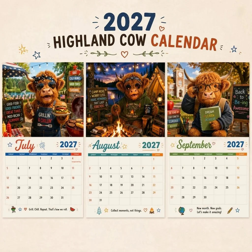 MooDelight – 2027 Highland Cow Wall Calendar