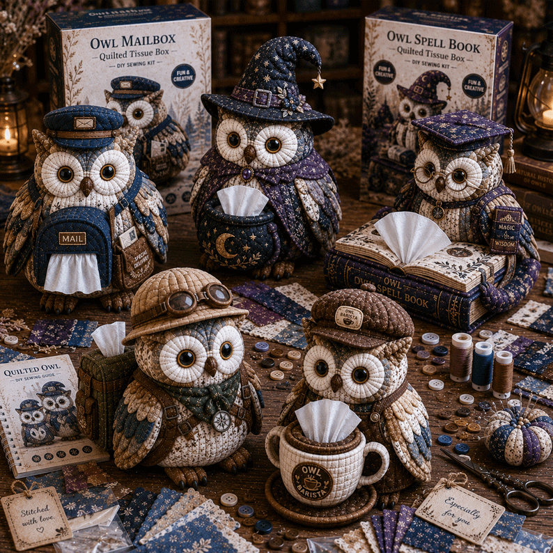 StitchOwl – Quilted Tissue Box DIY Sewing Kit