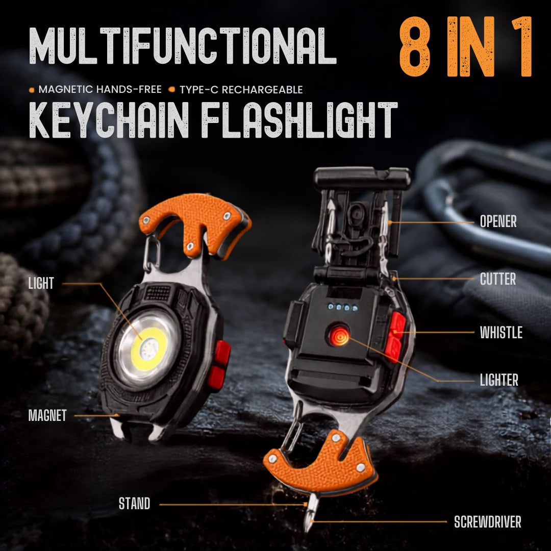 LuminoGear – 8-In-1 Multifunctional Keychain Flashlight