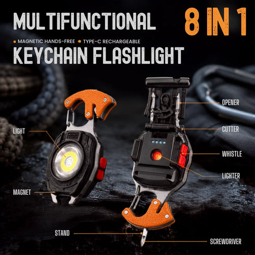 LuminoGear – 8-In-1 Multifunctional Keychain Flashlight