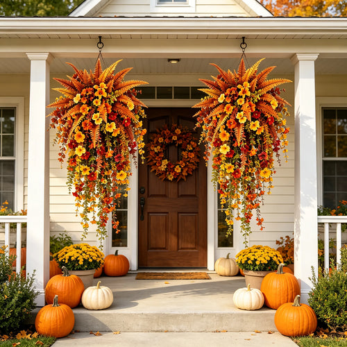 AutumnMuse – Lifelike Seasonal Hanging Flower Arrangement