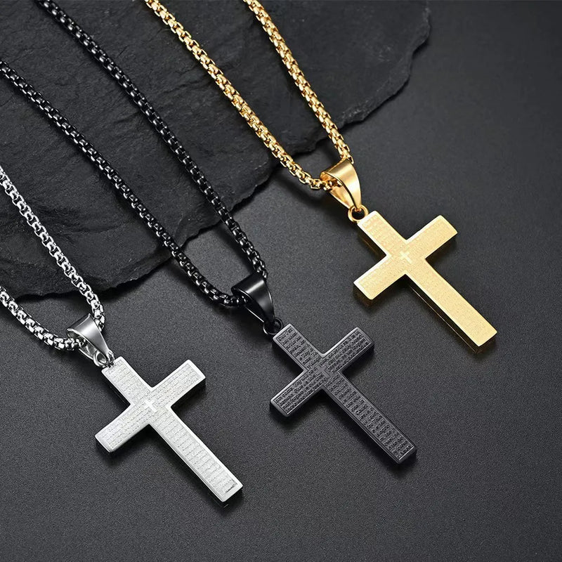 FaithCrest – Lord’s Prayer Engraved Cross Necklace