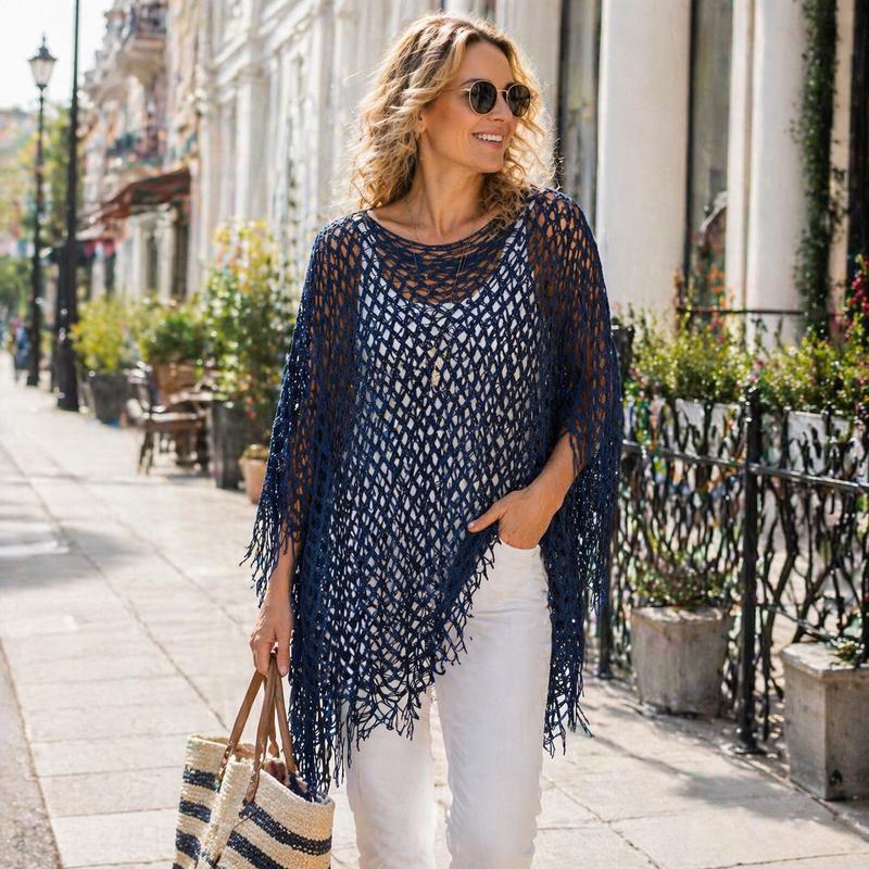 SunDrape – Flowy Tassel Crochet Beach Cover Up