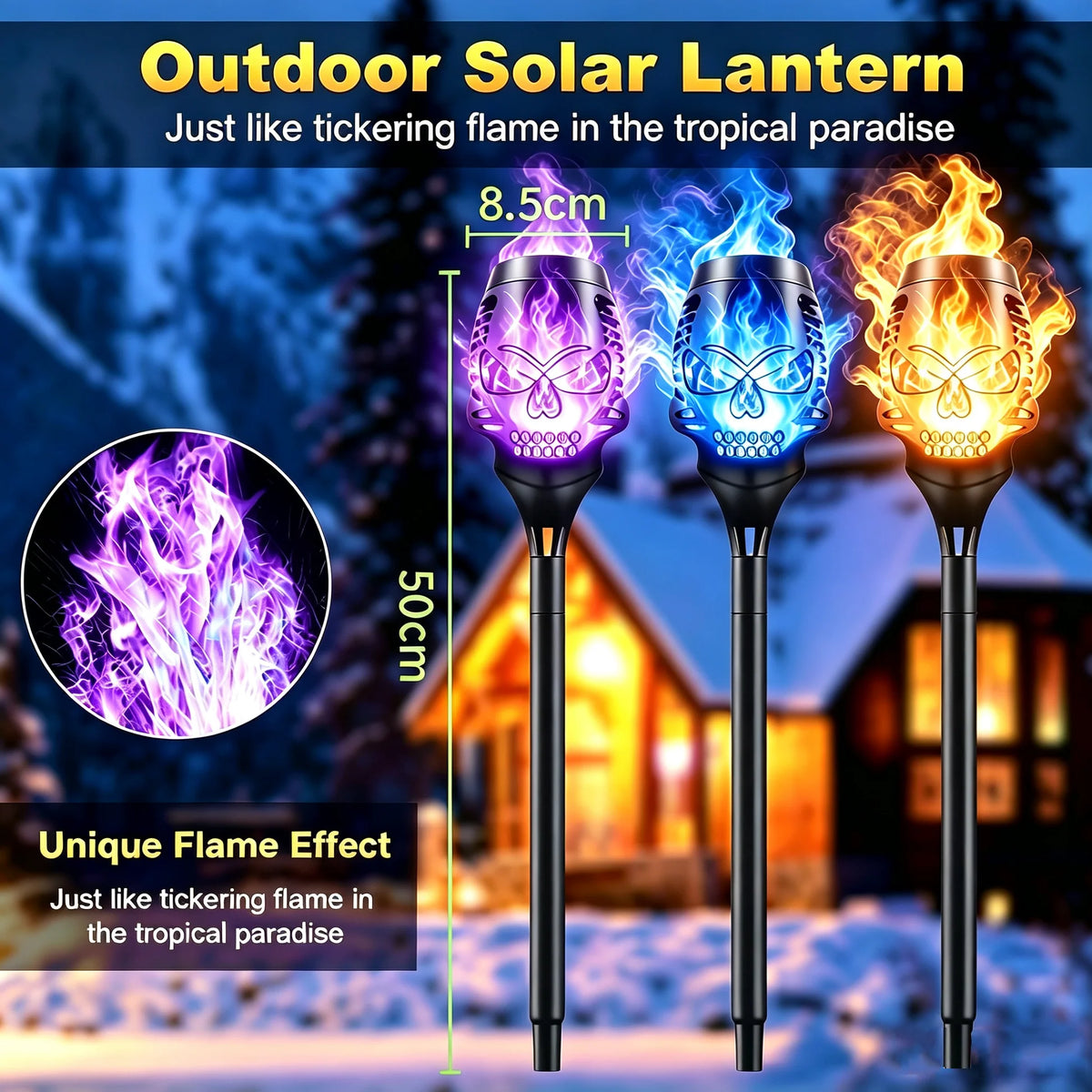 SkullEmber – Solar-Powered Purple Flame Lights