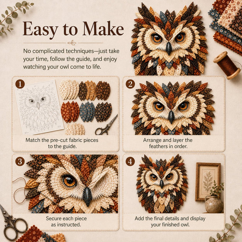 OwlNest – Layered Fabric Owl Wall Art