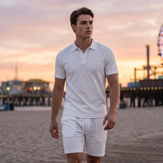 CoastalEase – Men’s Polo & Shorts Summer Outfit