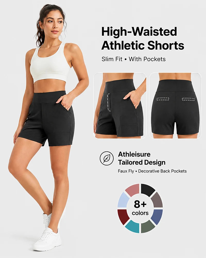 FlexEllea – High-Waisted Athletic Bermuda Shorts