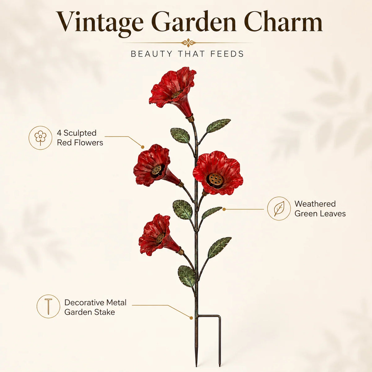 BloomCrest – Vintage Red Flower Hummingbird Feeder