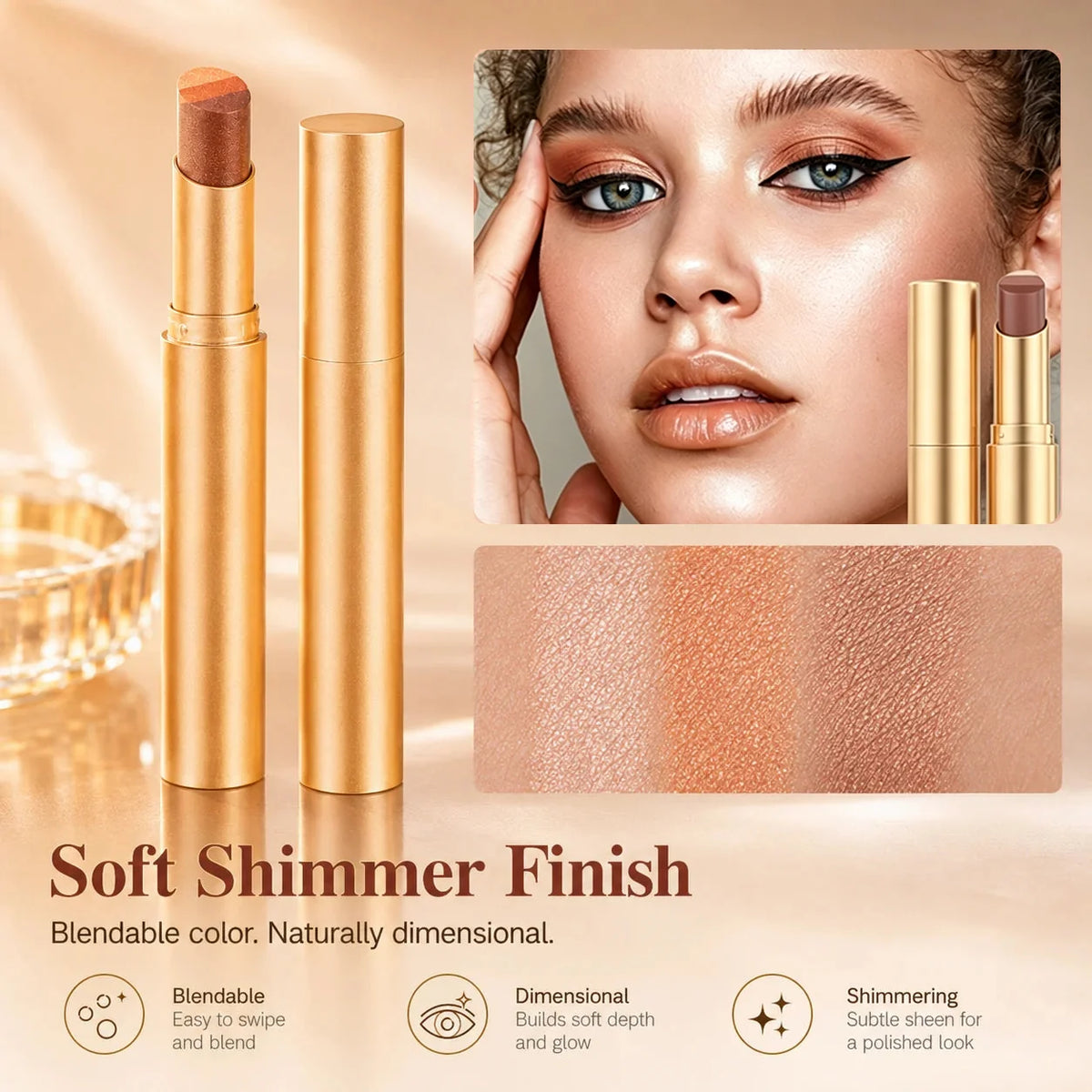 GlowMuse – 3-In-1 Waterproof Shimmer Eyeshadow Stick