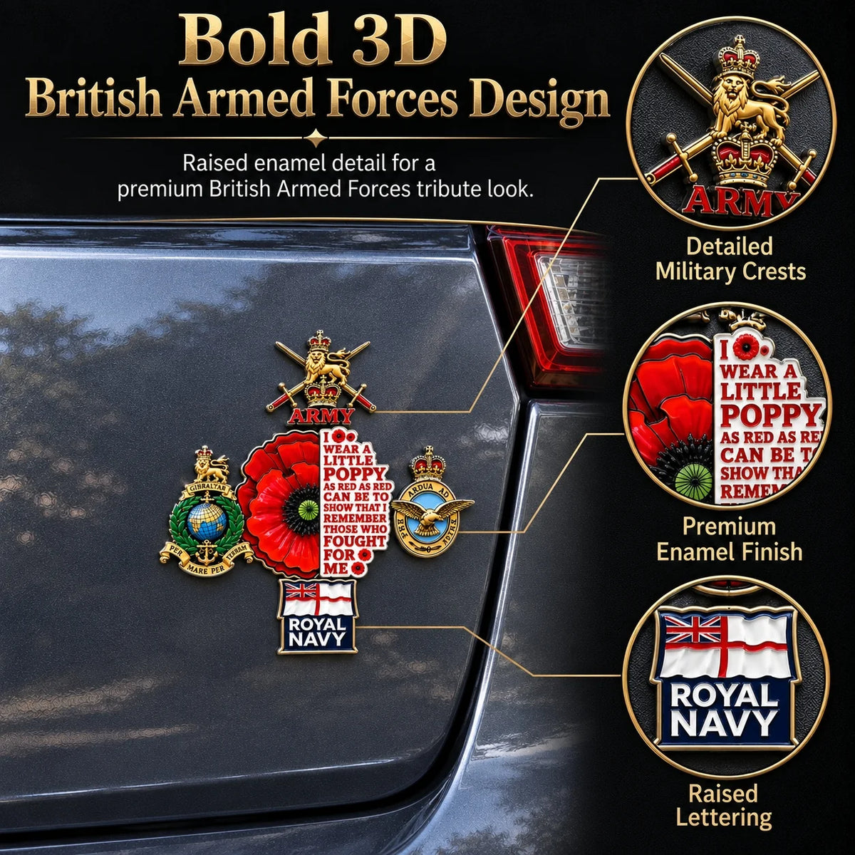 RemembranceDrive – British Armed Forces Poppy Car Emblem
