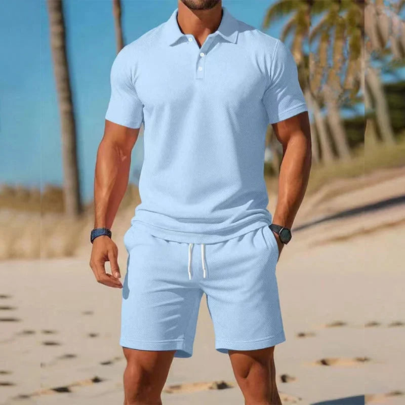 CoastalEase – Men’s Polo & Shorts Summer Outfit