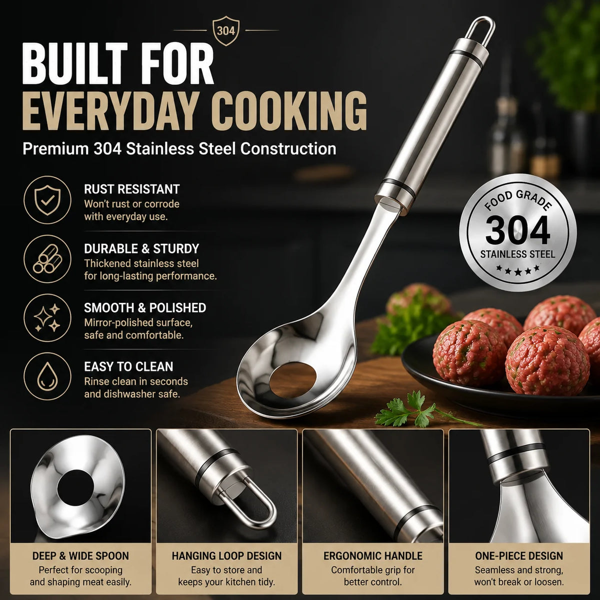 ScoopVanta – Stainless Steel Meatball Maker Spoon