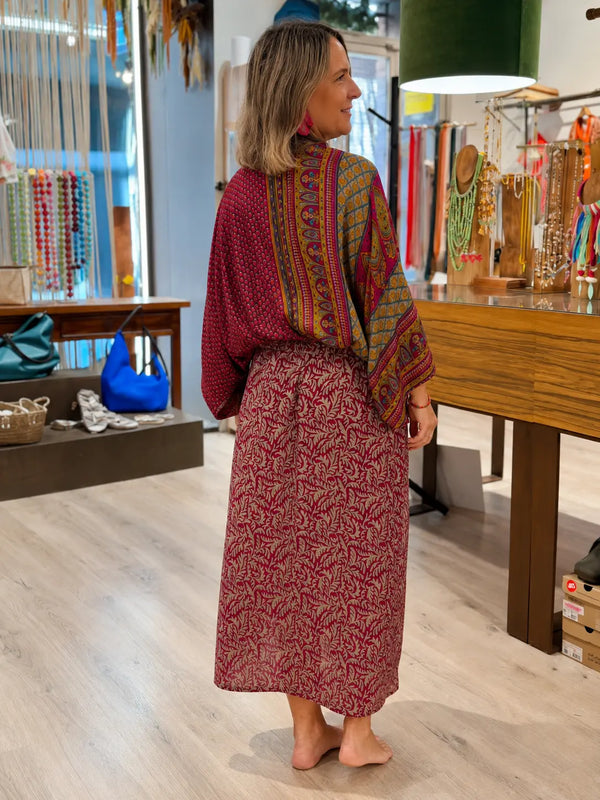 GraceFlow – Wide Sleeve Bohemian Midi Dress