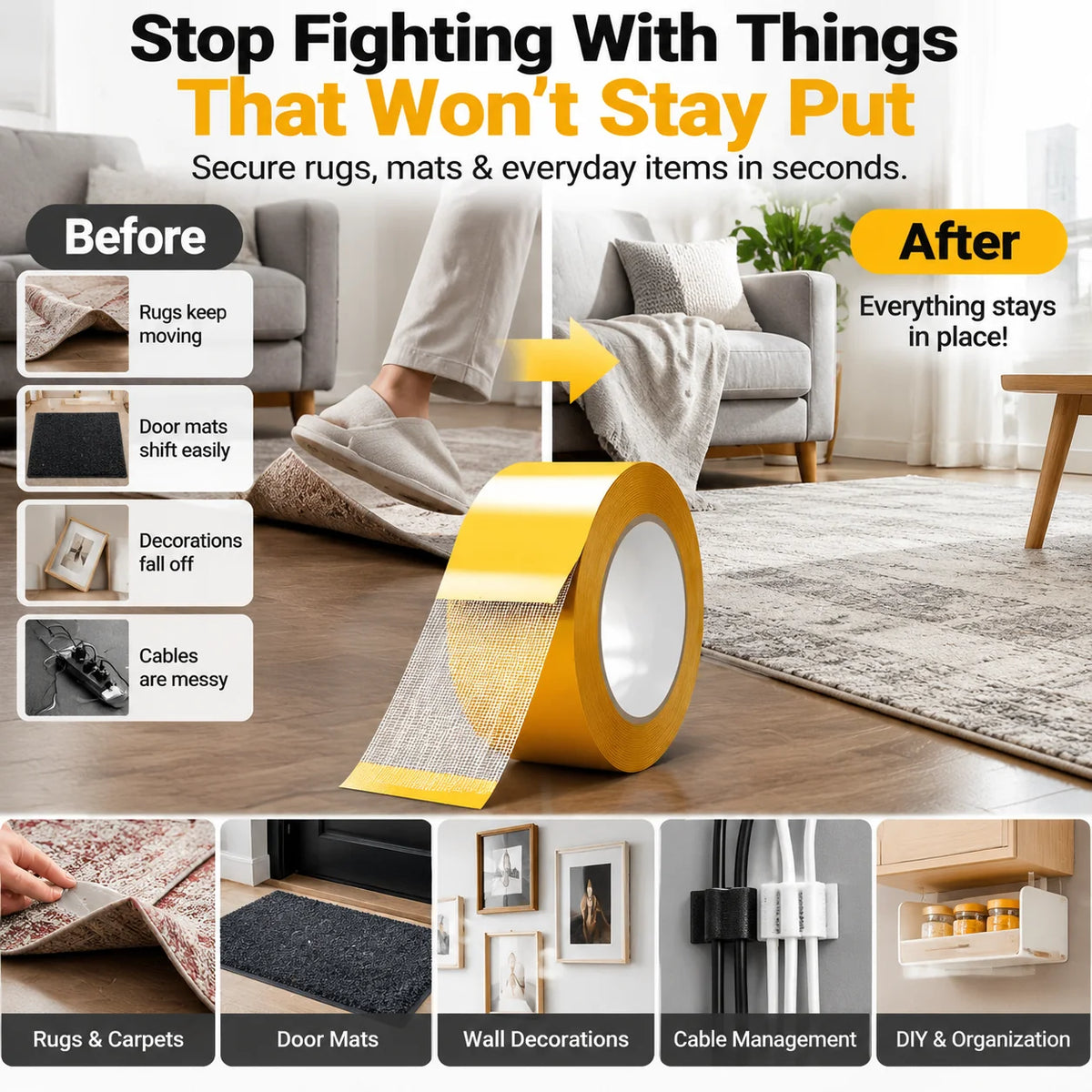 GripVanta – Heavy-Duty Double-Sided Grid Tape
