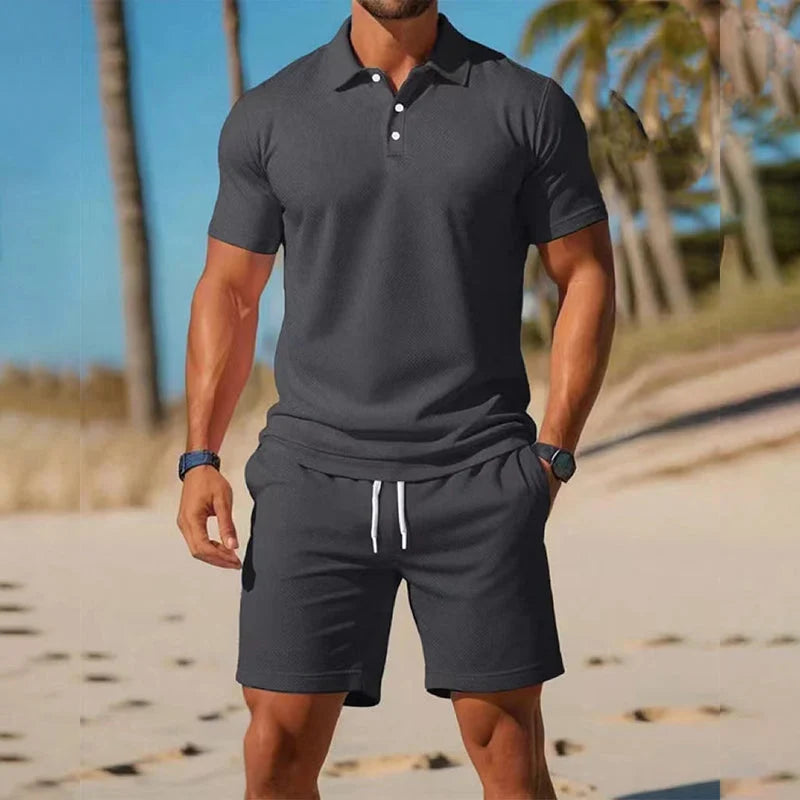 CoastalEase – Men’s Polo & Shorts Summer Outfit