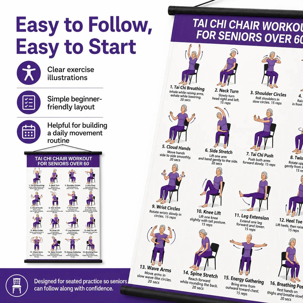 TaiChiEase – 16-Move Chair Tai Chi Workout Chart