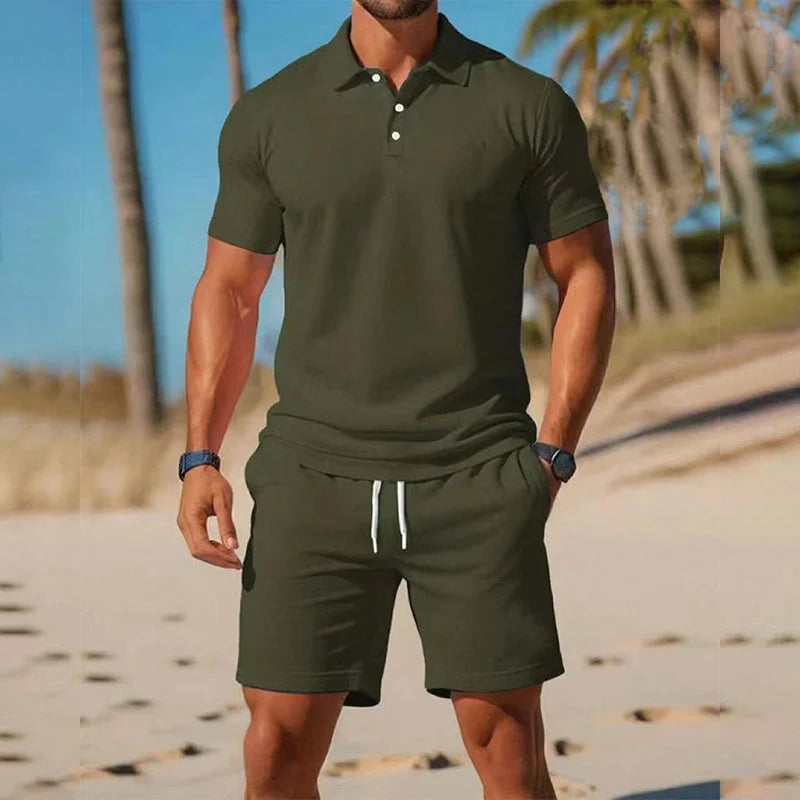 CoastalEase – Men’s Polo & Shorts Summer Outfit