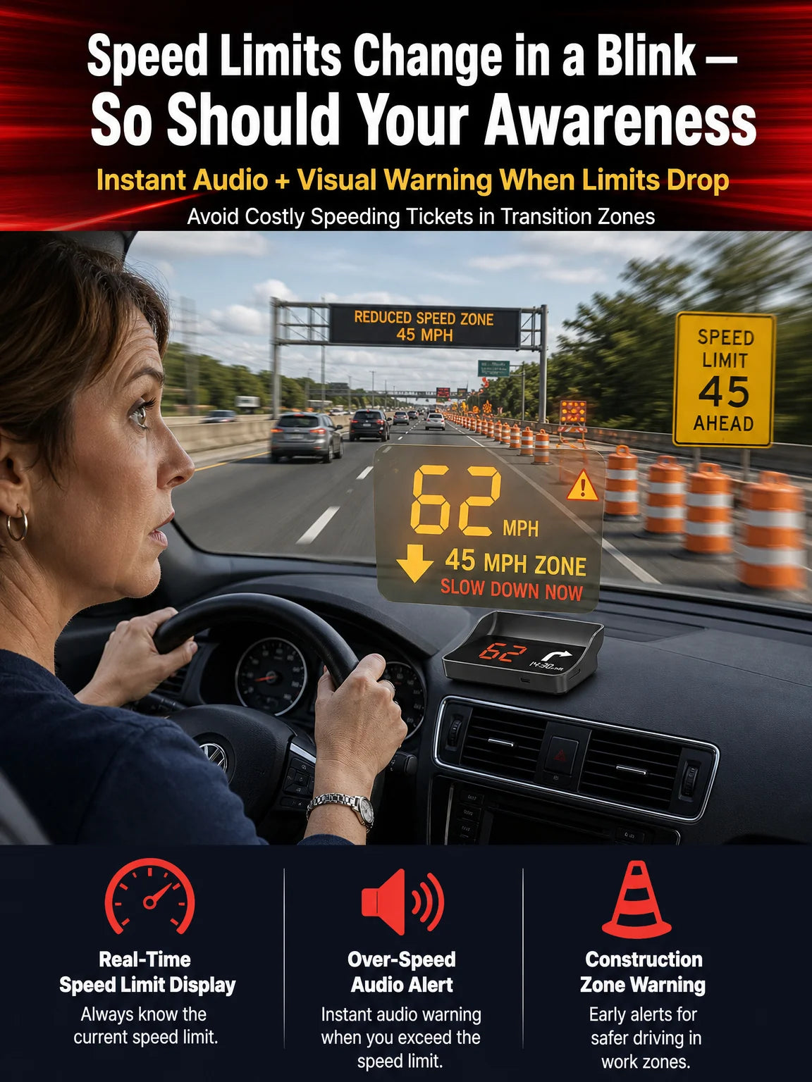 DriveSight – Smart GPS Head-Up Display Speedometer