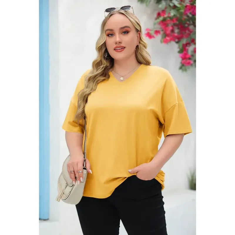 LunaEase – Women’s Plus Size V-Neck Tunic Tee