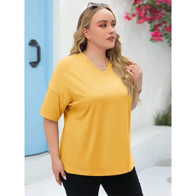 LunaEase – Women’s Plus Size V-Neck Tunic Tee
