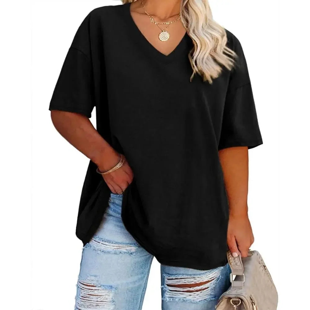 LunaEase – Women’s Plus Size V-Neck Tunic Tee