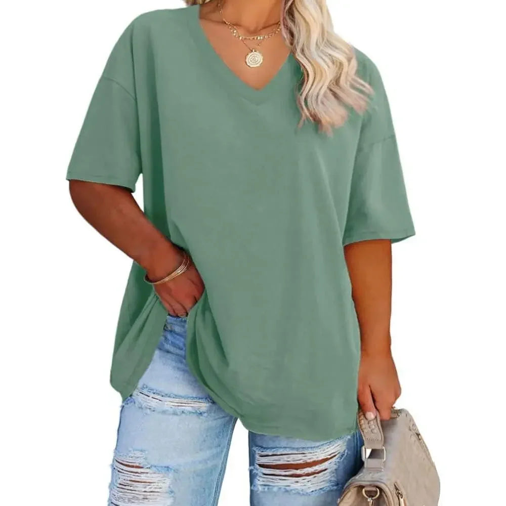 LunaEase – Women’s Plus Size V-Neck Tunic Tee