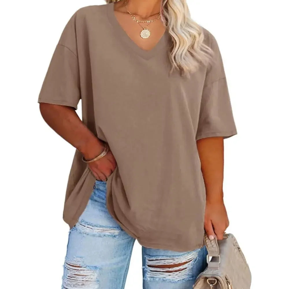 LunaEase – Women’s Plus Size V-Neck Tunic Tee