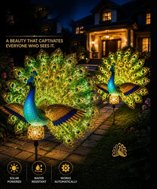 GlowTail – Solar Peacock Light Sculpture