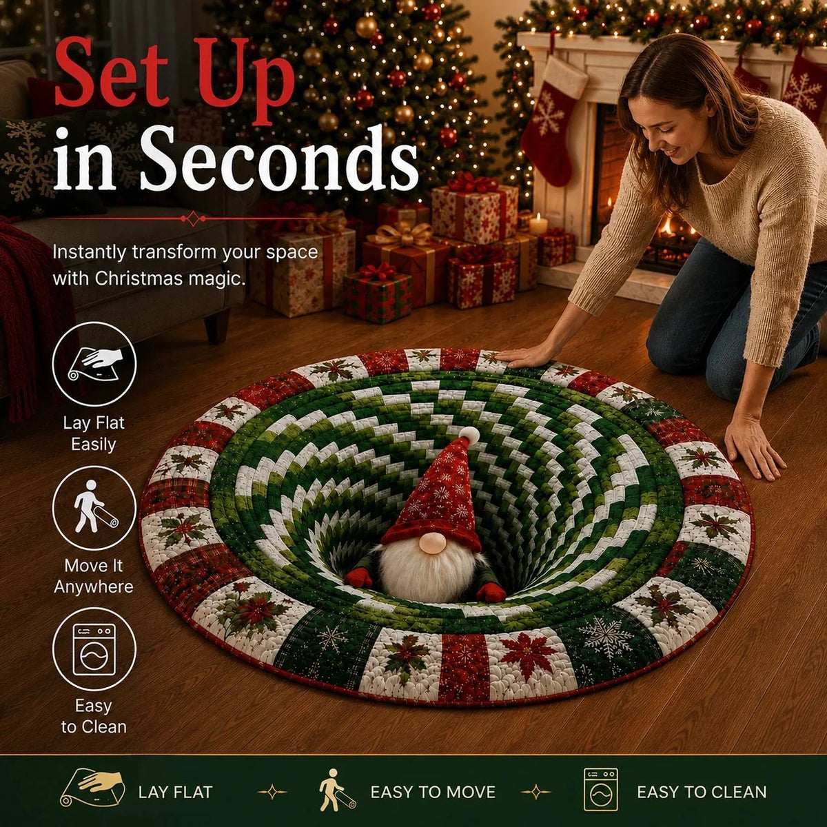 YuleVista – 3D Optical Illusion Christmas Rug
