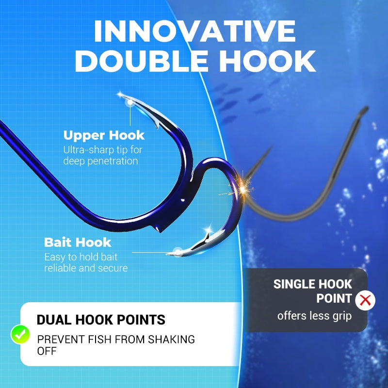 AquaStrike – Professional Barbed Double Fishing Hooks